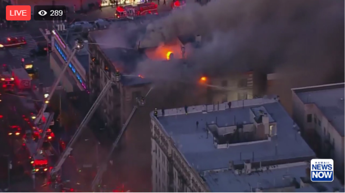 Βίντεο: Μεγάλη πυρκαγιά σε 6όροφο κτίριο στη Νέα Υόρκη - Τέσσερις τραυματίες